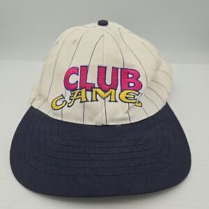 Vintage Club Camel Hat Cap Snap Back White Blue Pinstripe Embroidered Mens 90s